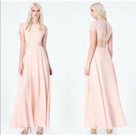 Bebe Lace Back Cutout Gown Pale Pink‎ - Picture 1 of 7